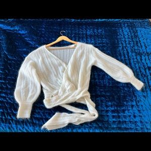 Sezane Mohair Wool Wrap Tie Sweater (XS)